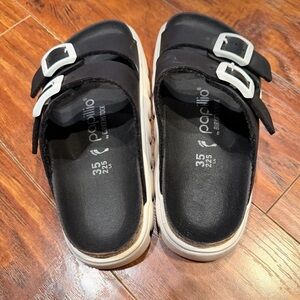 Papillio Black Sandals with White Buckles